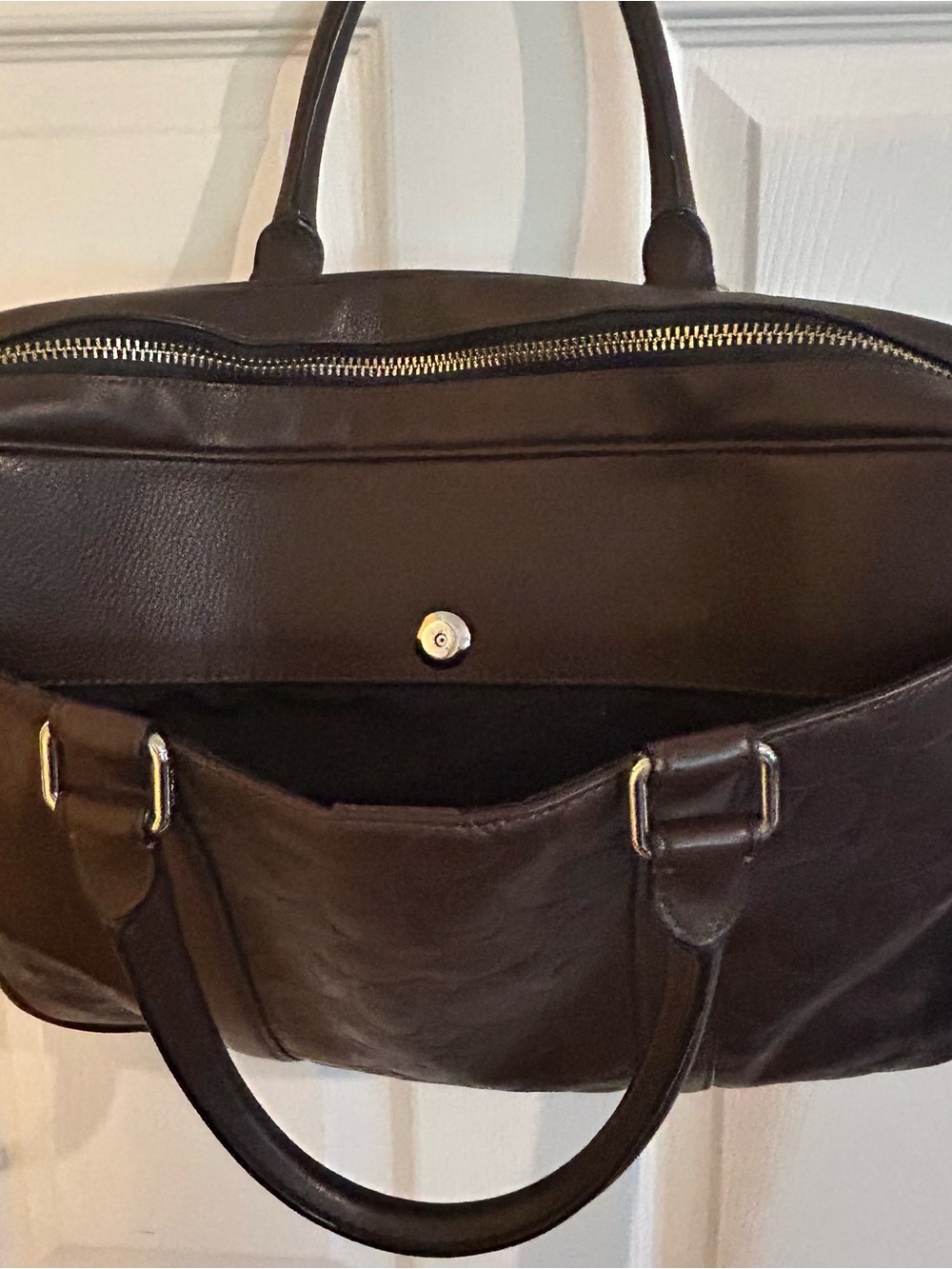 Coach Slim Brief Men's Embossed Leather Laptop Bag - Dark Brown F71798 - Picture 5 of 16
